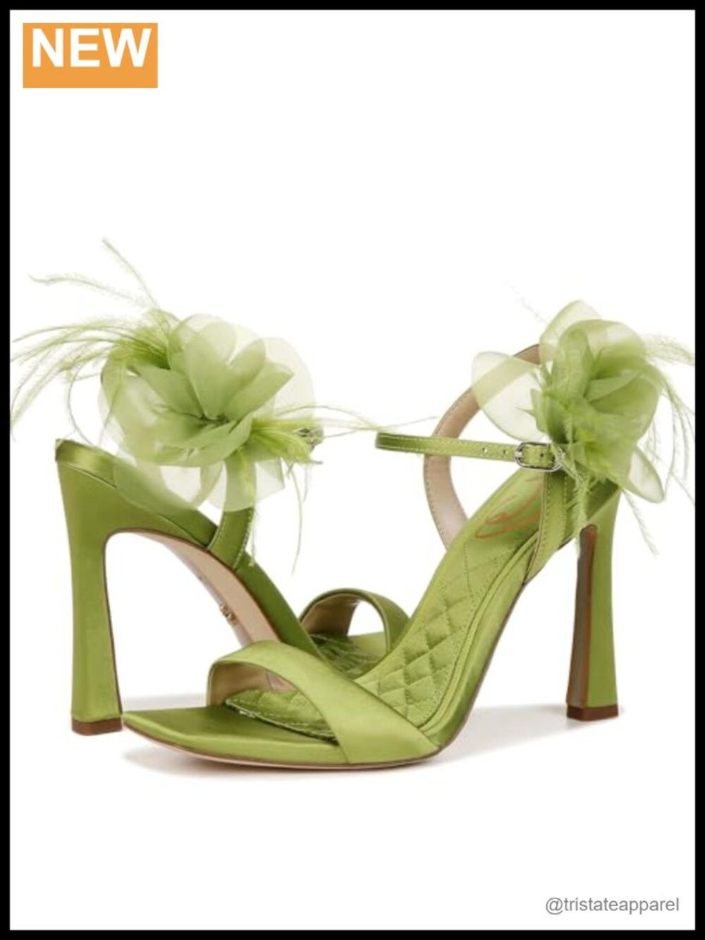 Sam Edelman Leana Strappy Heeled Sandal with Ankle Strap and Floral Corsage